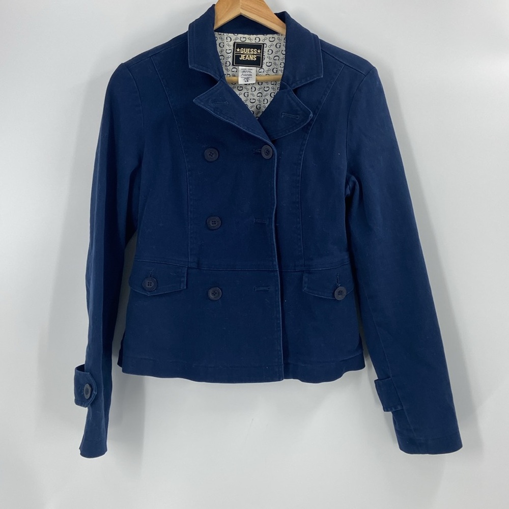 Guess jeans Vintage jean cotton jacket Y2K  vibe double breasted peplum large